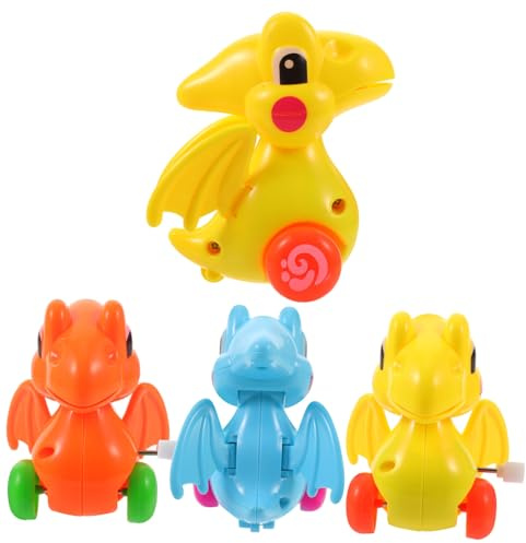 BESTonZON 4 pièces Voiture Dinosaure à Remonter Mini Garçon Fille Design Créatif Arrondi Cadeau Interactif Garçon Fille pour Fête Dinosaure