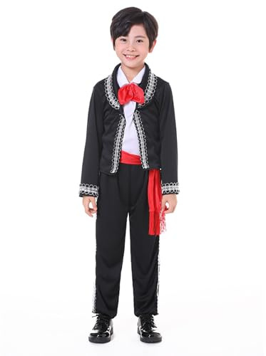 Costume traditionnel mexicain pour garçons - Ensemble mexicain pour enfants - Veste, pantalon, nœud papillon et ceinture