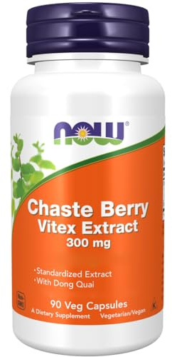 Now Foods, Chaste Berry Vitex Extract (Pimienta de Monje), 300mg, 90 Cápsulas veganas, Probado en Laboratorio, Vegetariano, Sin Gluten, Sin Soja, Vegetariano