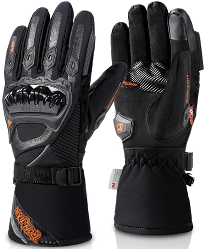 IRON JIA'S Winter Motorradhandschuhe, Wasserdicht Winddicht Leicht und Warm Touchscreen Handschuhe für Motorrad, Wandern und andere Outdoor-Sportarten,Mann und Frau-Schwarz-XL