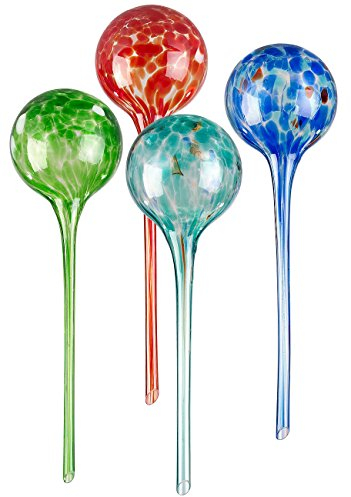 Royal Gardineer Wasserkugel: 4er-Set Gießfrei-Bewässerungs-Kugeln aus Glas, bunt, Ø 8,5 cm (Glaskugel Blumen Wasser, Blumen-Bewässerungskugeln, Feuchtigkeitsmesser)