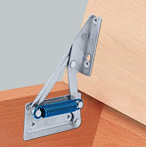 Coppia cerniera braccio per cassapanca, per ripiano in legno, con molla 643.01.525