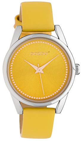 Oozoo Junioruhr Damenuhr mit Lederband Quarz Color Line 32 MM Gelb/Gelb JR306