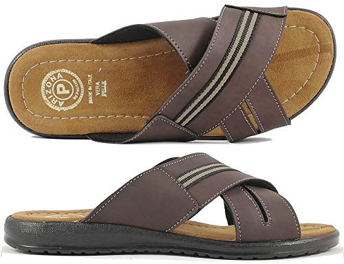 Arizona Ciabatte Uomo Vera Pelle - Made in Italy Tomaia Incrociata Antiscivolo Aperte (41)