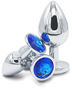 SKURK Plug Anale 3 taglie piccolo/medio/grande da donna o uomo principianti, Giochi erotici sexy per coppie in acciaio inossidabile igienico e facilmente pulibile Set Anal Plug da