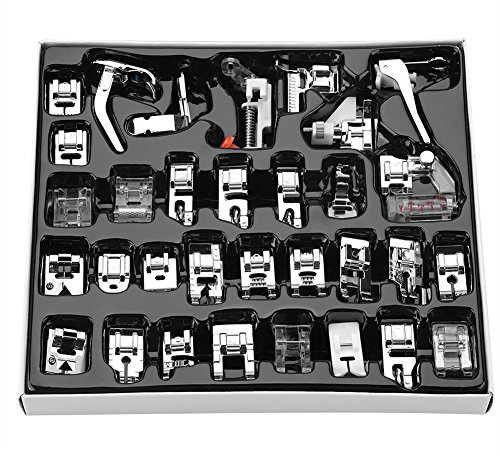 Nähmaschine Nähfuß Kit, 32 Stück Professionelle Nähmaschine Nähfüße Set, Nähmaschine Nähfuß Nähfüsse Zubehör für die meisten Haushaltsnähmaschinen geeignet