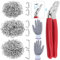 Glarks Kit de 362 pinces pour anneaux de porc avec 360 anneaux de porc en acier de 1,27 cm, 3/4 cm, 9,5 cm, avec pince coudée et gants anti-coupure pour tissus d'ameublement, clôtures, bricolage