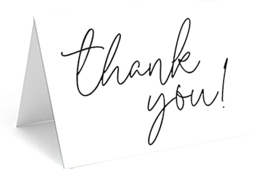Red Door Inspirations 5x7 Thank you Note Cards with Envelopes (Black and White Thank You)