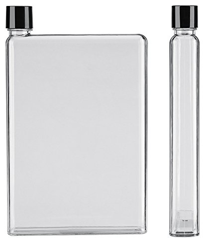 Wakects 750 Ml Dünne Flache Wasserflaschen A5 Transparenter Kunststoff Tragbare Saftbecher Tragbarer Reisebecher(Weiß)