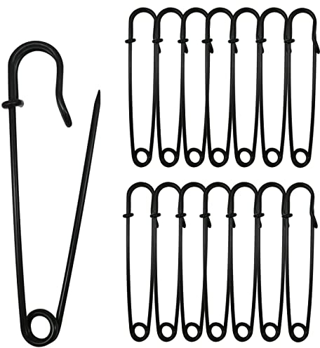 Urmspst Große Sicherheitsnadeln (Aufgerüstet), 7,5cm, 30 Stück für Kleidung, Leder, Segeltuch, Decken, Basteln, Röcke - Extragroße, Robuste Ausführung (Schwarz)
