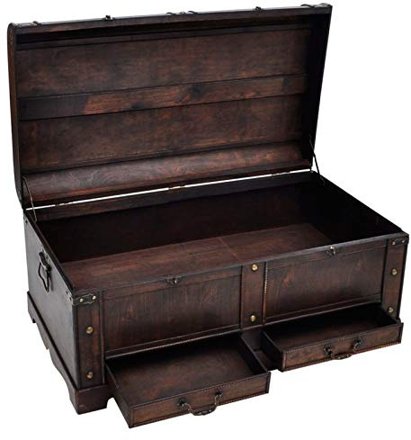 Baule del Tesoro in Legno Grande Nero
