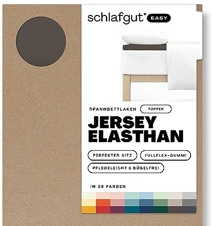 Schlafgut Easy Jersey Elasthan Topper Spannbettlaken 180x200 bis 200x220 Sand Deep, Spannbetttuch aus superweicher Baumwolle mit Elasthan
