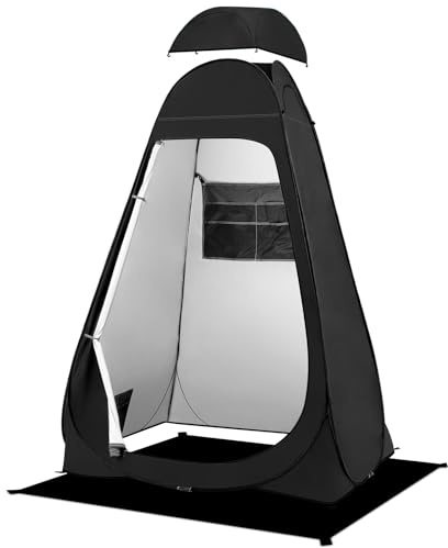 BRIAN & DANY Portable Shower & Privacy Changing Tent, Camping Toilet Tent for Hiking & Beach, UPF 50+ & Waterproof, 120 x 120 x 190cm, Black