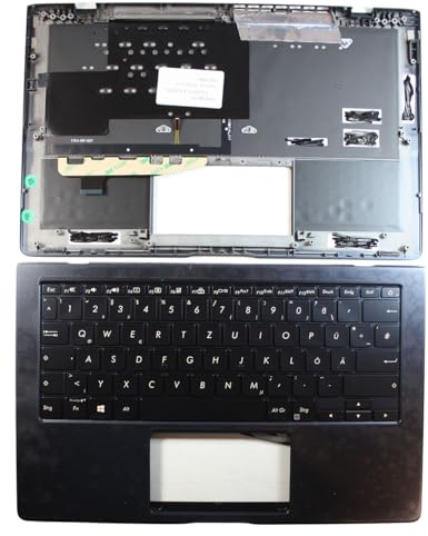 Power4Laptops Tysk med topcase svart ersättning för bärbar dator tangentbord kompatibel med Asus UX391UA-EG064T