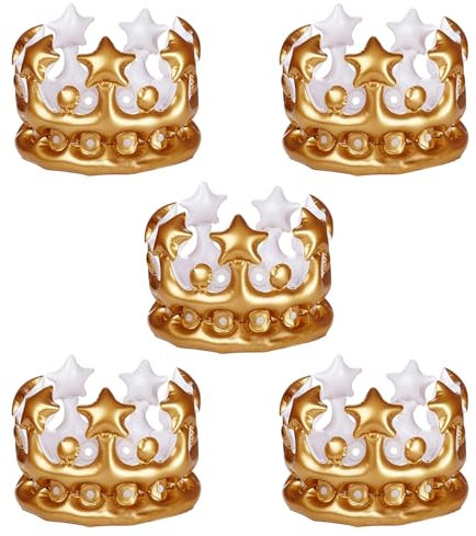 Confezione Da 5 Corone Di Compleanno, Copricapo Gonfiabili, Accessori Per La Decorazione Dell'Abbigliamento, Copricapi Per Decorazioni Di Compleanno, Corone Per Decorazioni Natalizie