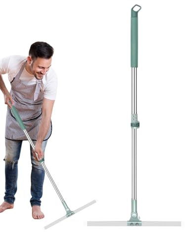 Eventerde Escoba de silicona, rasqueta de silicona, mopa con mango retráctil, escoba multifuncional para baño, cocina, limpieza de suelos de baldosas