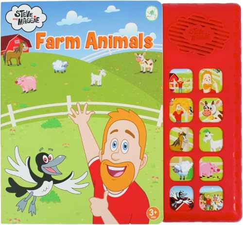 Steve et Maggie chantent en chœur Farm Animals Sound Sound Livre pour enfants, livre pour enfants de la ferme des animaux à 10 boutons, livre de conseil éducatif pour les enfants, ressources d’apprent
