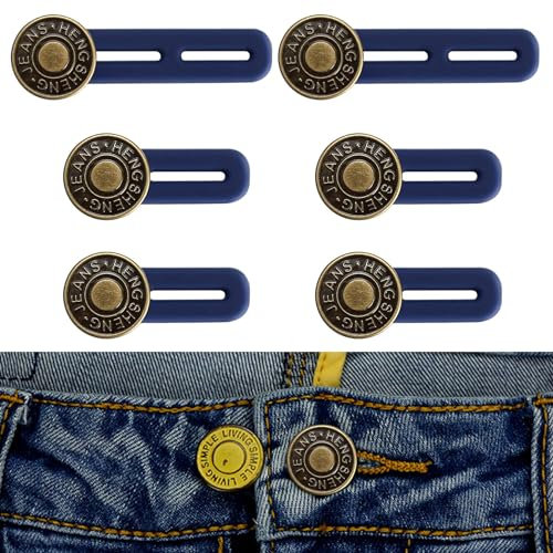 6 Stk Hosenbunderweiterung Knopf, Verstellbarer Hosenknopf Verlängerung, Knopfverlängerung für Hosen Expander Button Set für Hosen Jeans Knöpfe Männer und Frauen, Hosenerweiterung Schwangerschaft