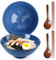 NUTRIUPS 2 x 1200ml Ramenschüssel aus Keramik mit Essstäbchen und Löffeln, 20cm Bowl Schüssel Suppenschüssel Groß，Edelstein Blau