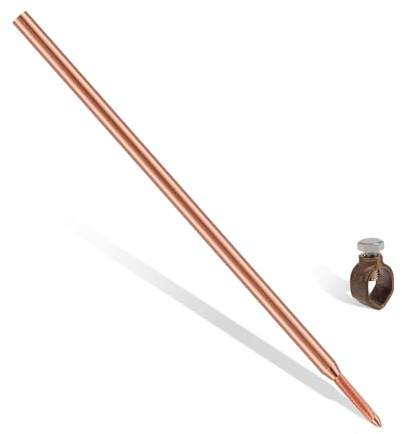5/8'' Full Size Carbon Steel Grounding Rod, 254um (UL-467 Standard) Red Copper Coating with Silicon Bronze Ground Rod Clamp UL & CSA Listed