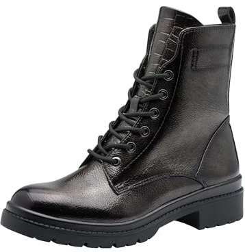 Tamaris Bottines plates en dentelle pour femme 1-25236-43 - Anthracite PAT - Taille 38 EU, Gris anthracite, 38 EU