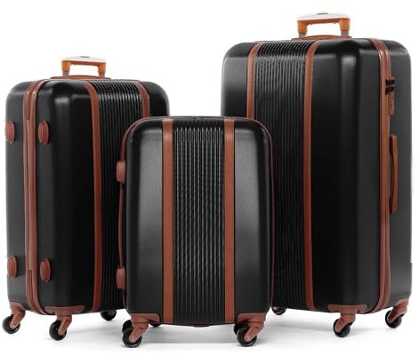 FERGÉ Set de 3 valises rigides à 4 roulettes Milano | Lot de 3 - Trolley Voyage | Ensemble de Bagages Noir