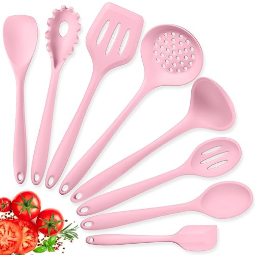 Herogo Köksredskapsset, 8 delar, värmebeständiga, non-stick och diskmaskinssäker – rosa