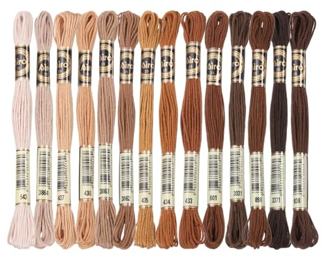 PATIKIL 14 Madejas De Hilo De Bordar, Hilos De Bordar De Poliéster Para Pulseras De Hilo Para Bordado A Mano Y Punto De Cruz, Multicolor Rojo Marrón