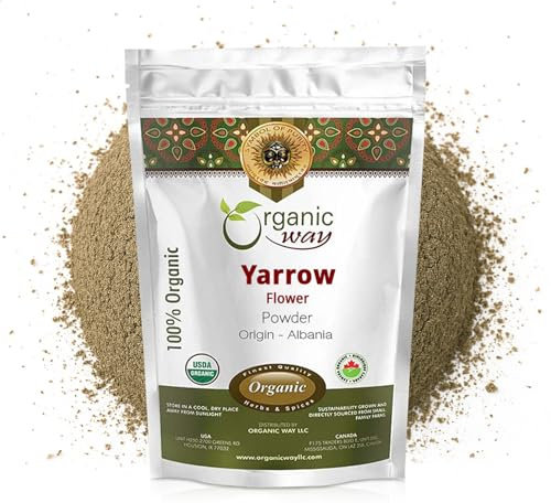 Organic Way Yarrow Flower Powder (Achillea millefolium) - Herbal Tea | European Wild-Harvest | Kosher & USDA Certified | Vegan, Non-GMO & Gluten Free | Raw from Albania (4 Oz (Pack of 1))
