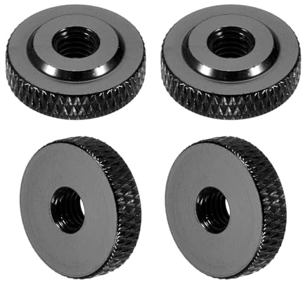 sourcing map 4 Pcs Knurled Thumb Nuts, M5 x 16 mm x 5 mm Female Shoulder Aluminum Flat Through Hole Lock Adjusting Nuts Handle Knob Fasteners for 3D Printer Parts, Machine, DIY, Black