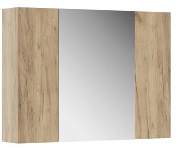 Vicco Armario con Espejo para baño Leopold, Roble Dorado, 80 x 59.2 cm