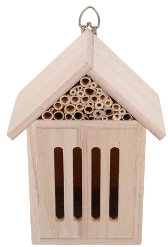 PERSELOSO Wooden Insect Hotel Natural Bee and Butterfly House for Garden Beneficial Ladybug Habitat Educational Outdoor Nesting Box