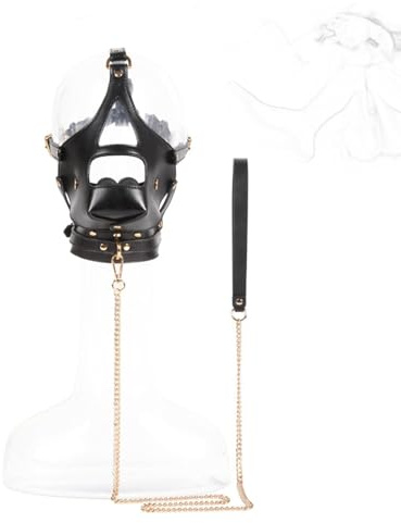 HTdangT Masque De Sexe Tête Bâillon Boule Masques En Cuir Écarteur Bouche Contraintes Buccales Bondage Lit Harnais Jouets Sexuels