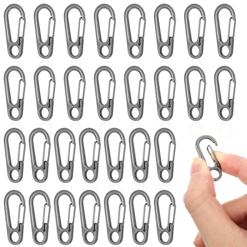 Matwsec 30 Pcs Mini Carabiner Clip, Metal D Shape Keyring Clip, Small Carabiners, Micro Carabiner Keyring, Spring Snap Hook Keychain Clips for Keys, Outdoor Backpack Camping Bottle Using Accessories