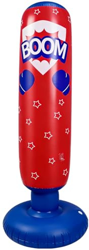 Sac de Frappe Gonflable, 125 cm de Hauteur, en PVC épais avec Base renforcée, Sac de Boxe Debout à remplir d’air, Jouet de Boxe Amusant pour l’entraînement, l’Exercice et Le défoulement