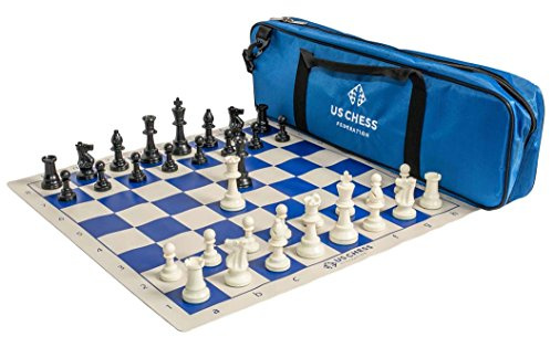U.S. Chess Supreme Triple Weighted Chess Set Combo (Blue)