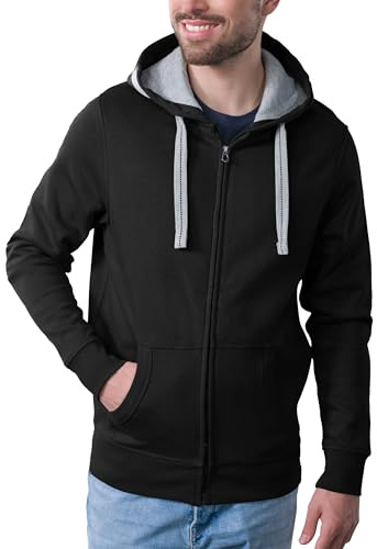 HRM Veste à Capuche pour Hommes, Noir, Taille 3XL I Hoodie Premium Homme avec Doublure Contrastée I Sweat à Capuche Basique à Fermeture éclair I Vêtements Hommes Haut de Gamme et Durables