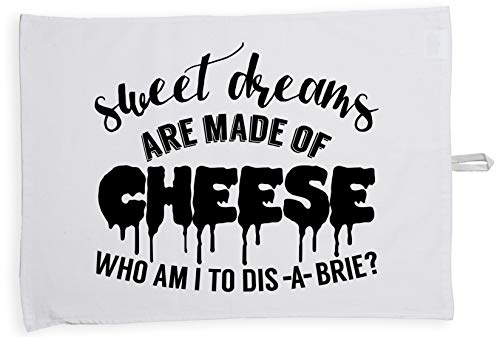 Hippowarehouse Sweet dreams are made of cheese who am I to dis-a-brie? Tea Towel Eco Printed Dish Cloth Kitchen accessory 50cmx70cm 100% Cotton