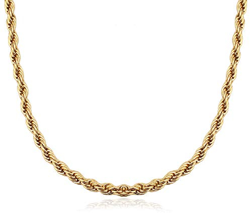 GD GOOD.designs Königskette Gold 3mm für Damen aus wasserfestem Edelstahl I 18K vergoldete Kordelkette I Gedrehte Halskette ohne Anhänger
