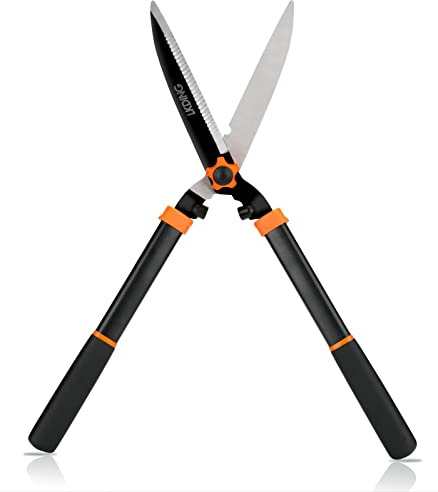 LKDING Lightweight Hedge Shears Manual Hedge Clippers for Trimming Borders Topiaries Boxwood and Decorative Grasses, 21 Inch Carbon Steel Bush Cutter