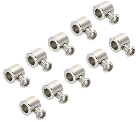 PATIKIL 9x8mm Alambre Cuerda Clips, 10uds Acero Cable Abrazaderas 5mm Único Agujero Cable Bloqueo Cuerda Accesorios Clip con M4*0.7 Tornillos para Cable