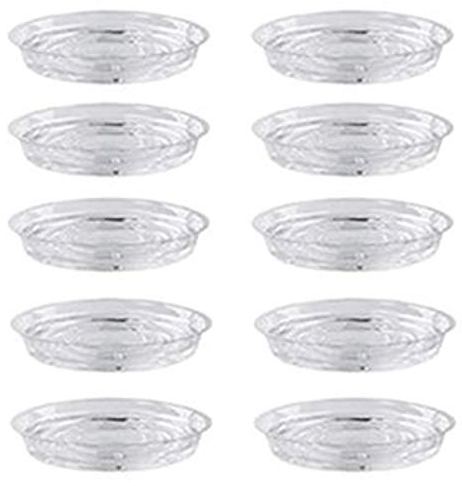 Ferleiss Pflanzen-Untersetzer, 10 Stück, 30 cm, transparente Blumentopf-Tropfschalen für Innen- und Außenbereich, Pflanzen, Garten, transparent