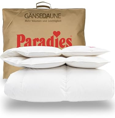 PARADIES Daunendecke 135x200 cm Winter 875g - Gabi 90, Winterdecke mit Baumwollbezug + RDS-zertifizierten Gänsedaunen/-Federn 90% Daunen + 10% Federn