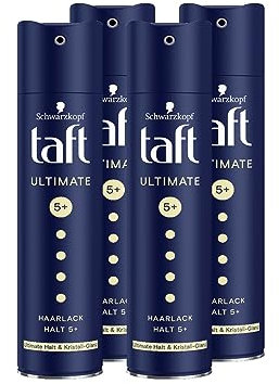 Taft Haarlack Ultimate Halt & Kristall-Glanz, Haltegrad 5+ (250 ml), Styling Spray bietet ultimativen Halt und strahlenden Kristall-Glanz für bis zu 72 h, 4x 250 ml