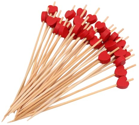 100 Stücke Cocktailspieße, 12cm Cocktail Pick Bambus Picks Food Sticks Fingerfood Cocktail Sticks mit Acrylperle Partyzubehör für Getränke Bar Fasching Party Geburtstag Party (A)
