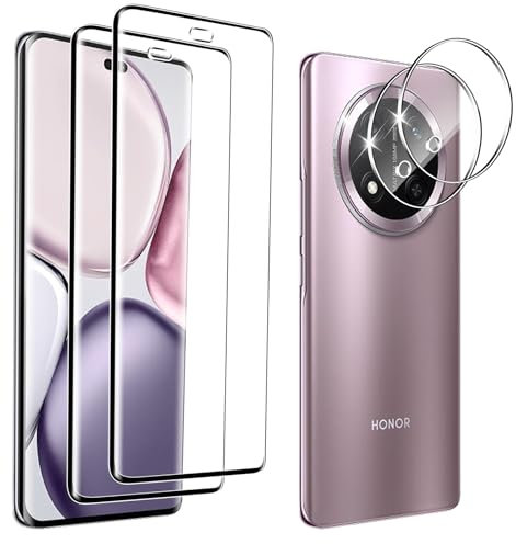 Hengnewro 2 Piezas Protector Pantalla para Honor Magic 7 Lite con 2 Piezas Protector Camara, Cristal Vidrio Templado Anti-Arañazos, 9H Dureza, Ultra HD Cristal Templado