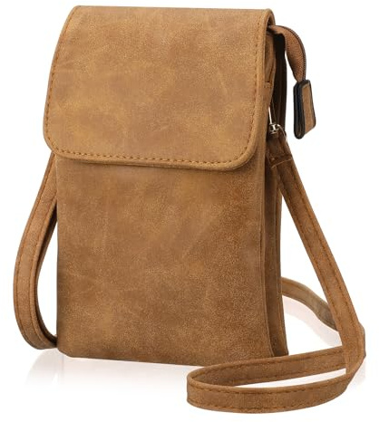 ViEinkaufen Leather Crossbody Phone Bag Small Shoulder Phone Bag(Brown)