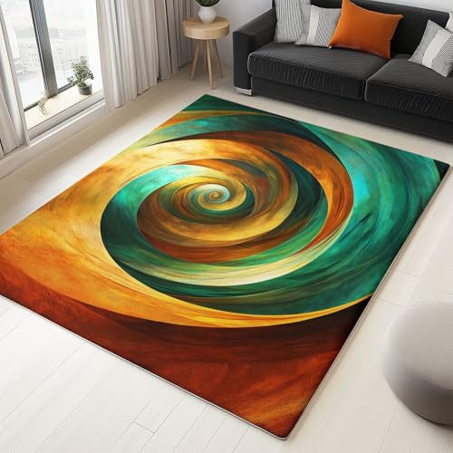 Générique Tappeto salotto a pelo multicolore 160 x 230 cm, lavabile in lavatrice, antiscivolo, tappeto fantasia turbino, motivo a pelo alto, morbido e facile da pulire, per camera da letto, corridoio
