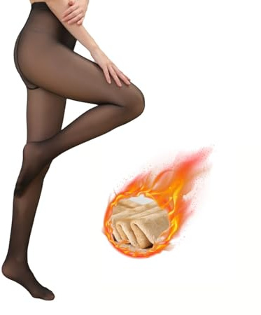 KISSCAT Thermo Strumpfhose Damen, Strumpfhosen Damen Winter, Warme Strumpfhose Damen Gefütterte Strumpfhose (DE/NL/SE/PL, Alphanumerisch, XL, Regular, Regular, Transluzentes Schwarz)