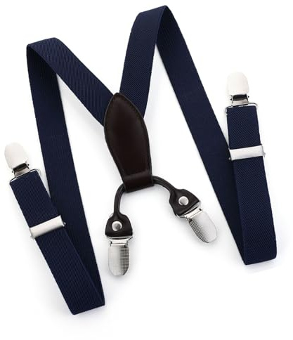 MZRAN Bretelle per bambini con clip rinforzata fatta a mano regolabile accessori per abiti casual per bambini bretelle versatili per bambini, blu navy, Taglia unica